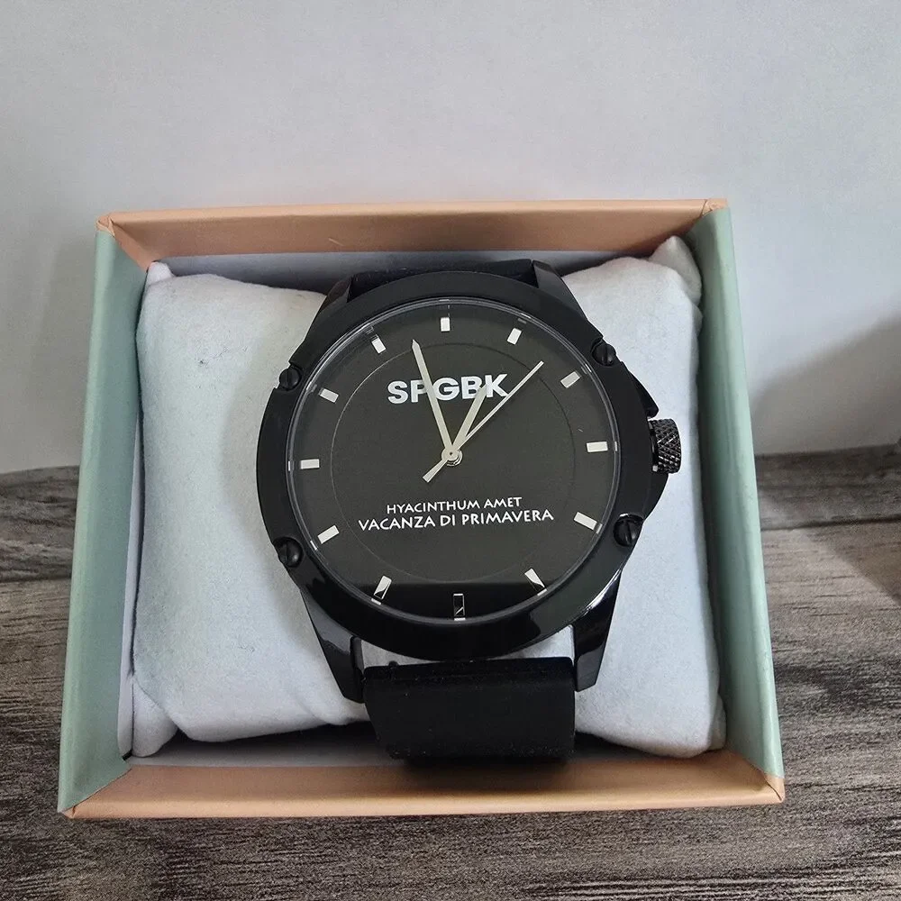SPGBK Unisex Bordeaux Black Silicone Band 44mm